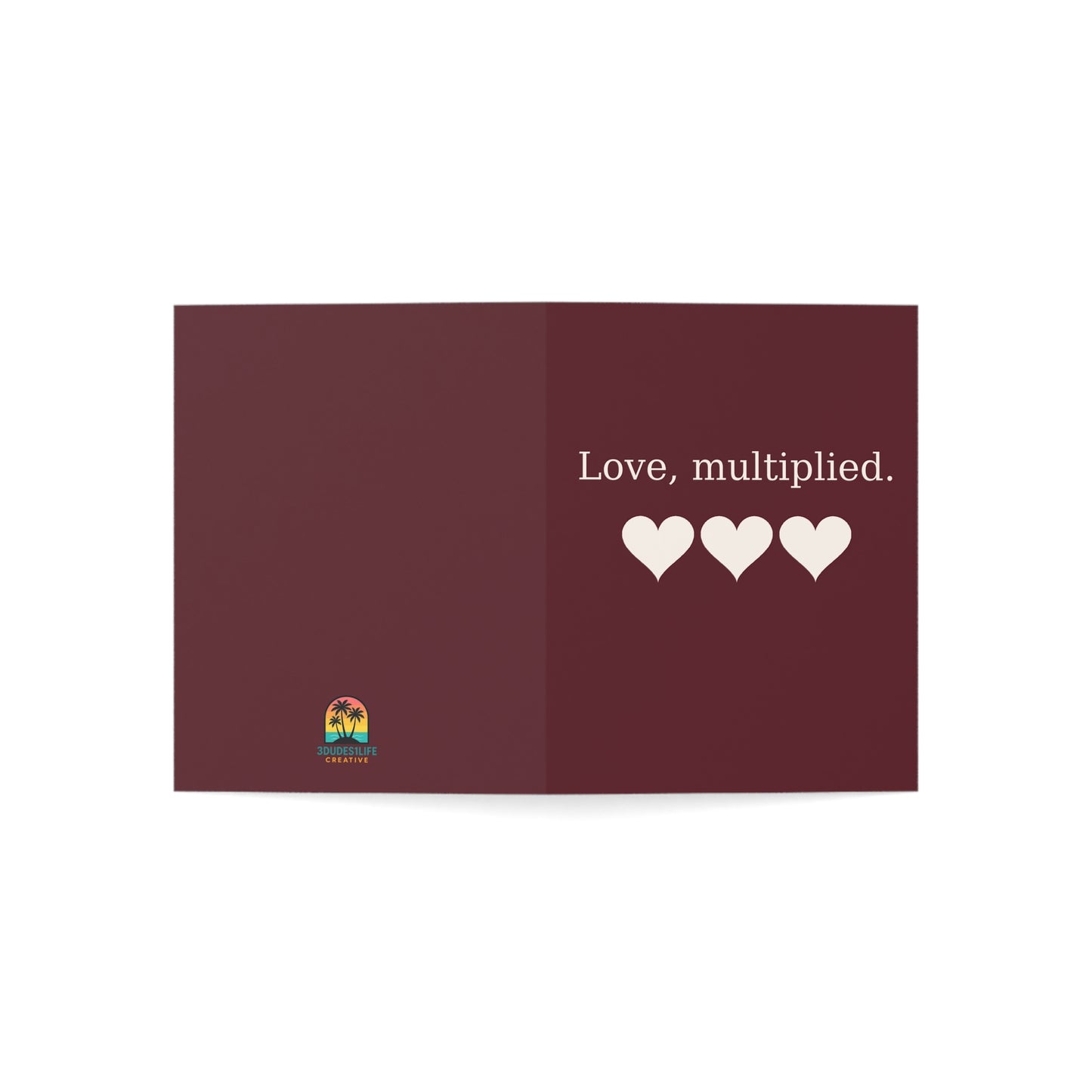 Love, multiplied hearts Greeting Card | Happy Valentine's Day Inside, Pack Options | Throuple V-Day Card