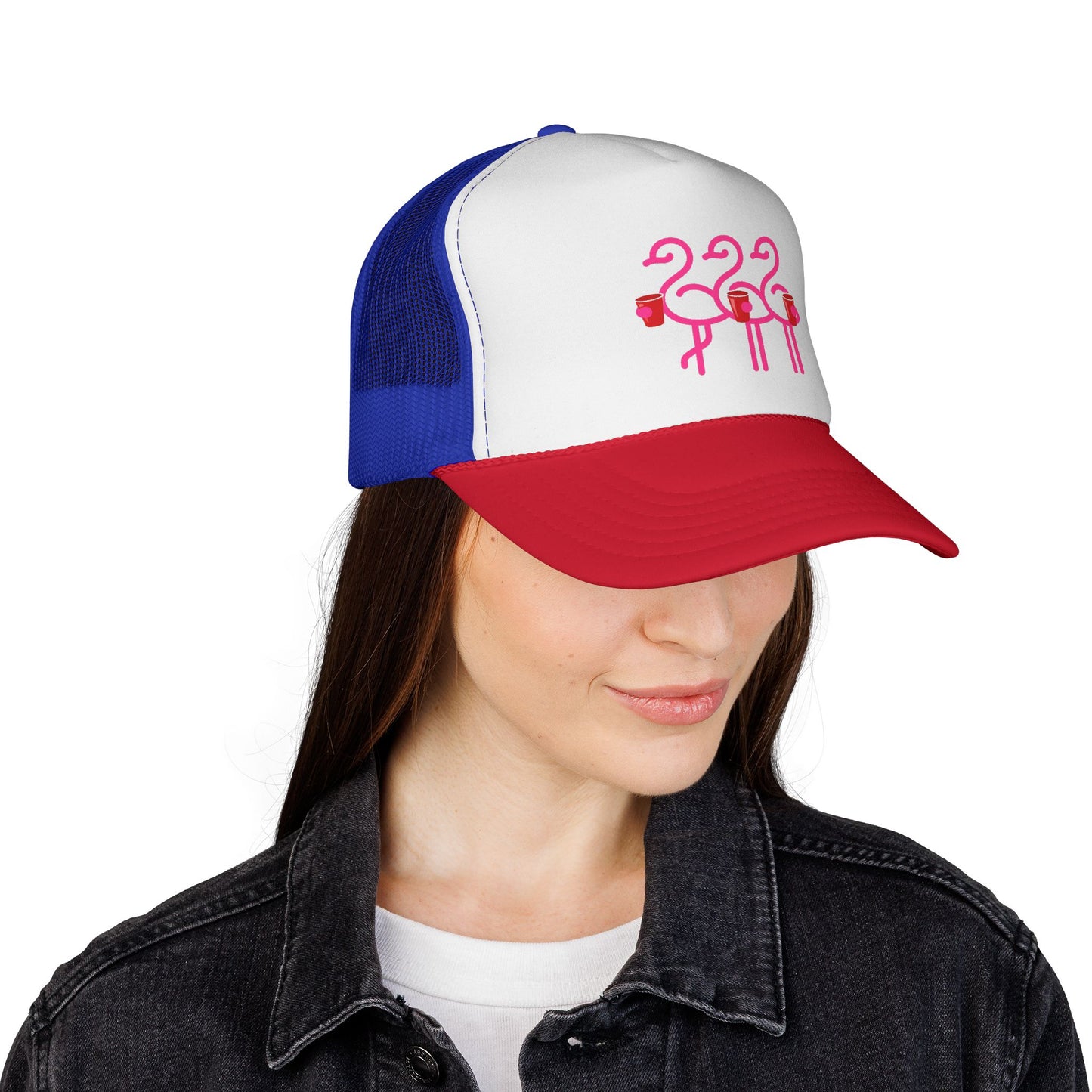Pink Flamingo Trio Trucker | Fun Throuple Life Hat