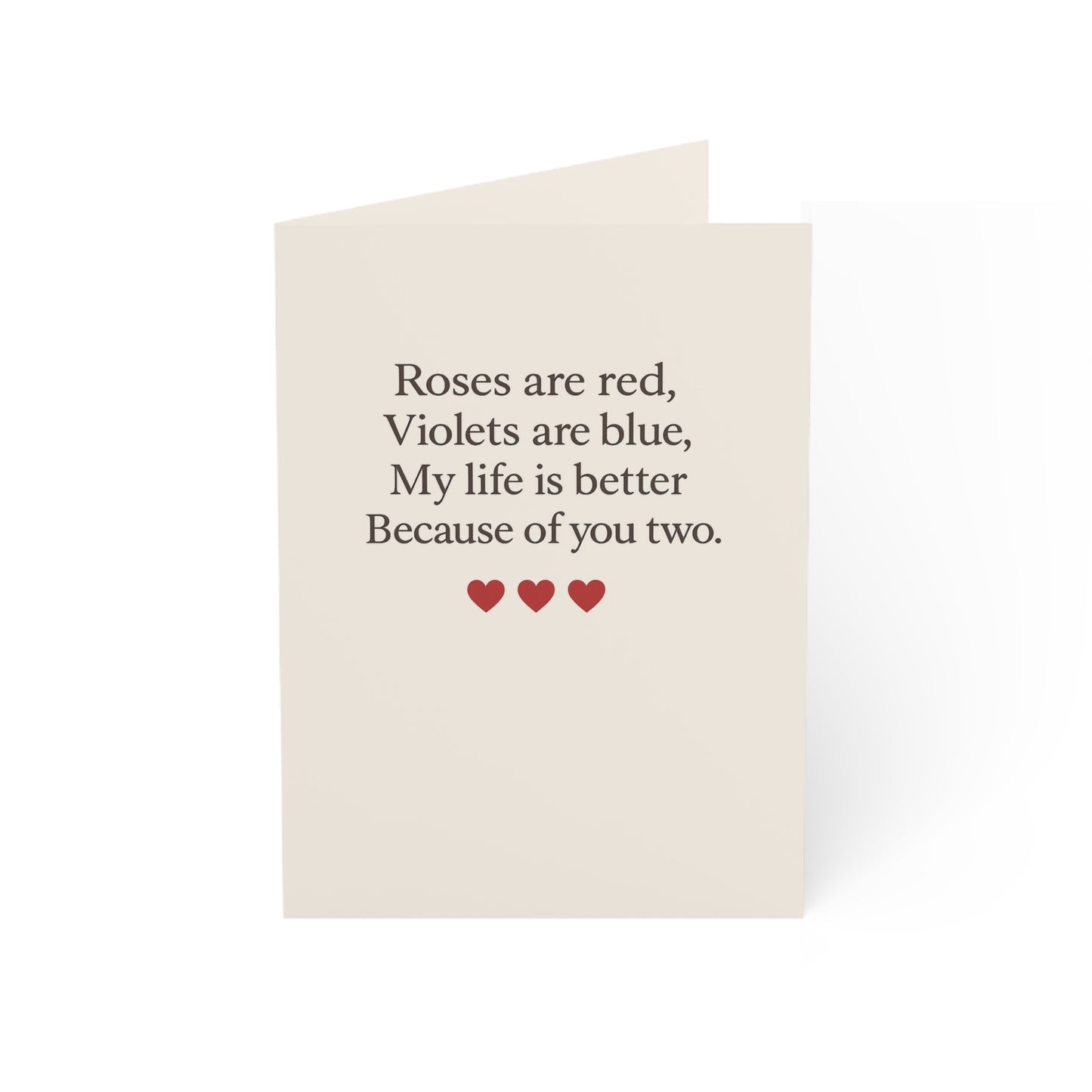 Roses are red poem Greeting Card | Romantic Anniversary Note, Pack Options | Throuple Valentine's Day Card