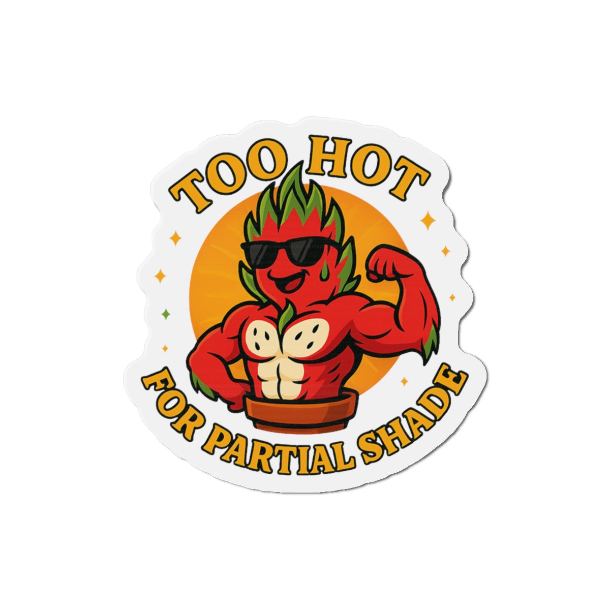 Too Hot Muscle Dragon Fruit Die-Cut Magnet | Funny  Pot Magnet | Funny Magnet for Plant Lovers