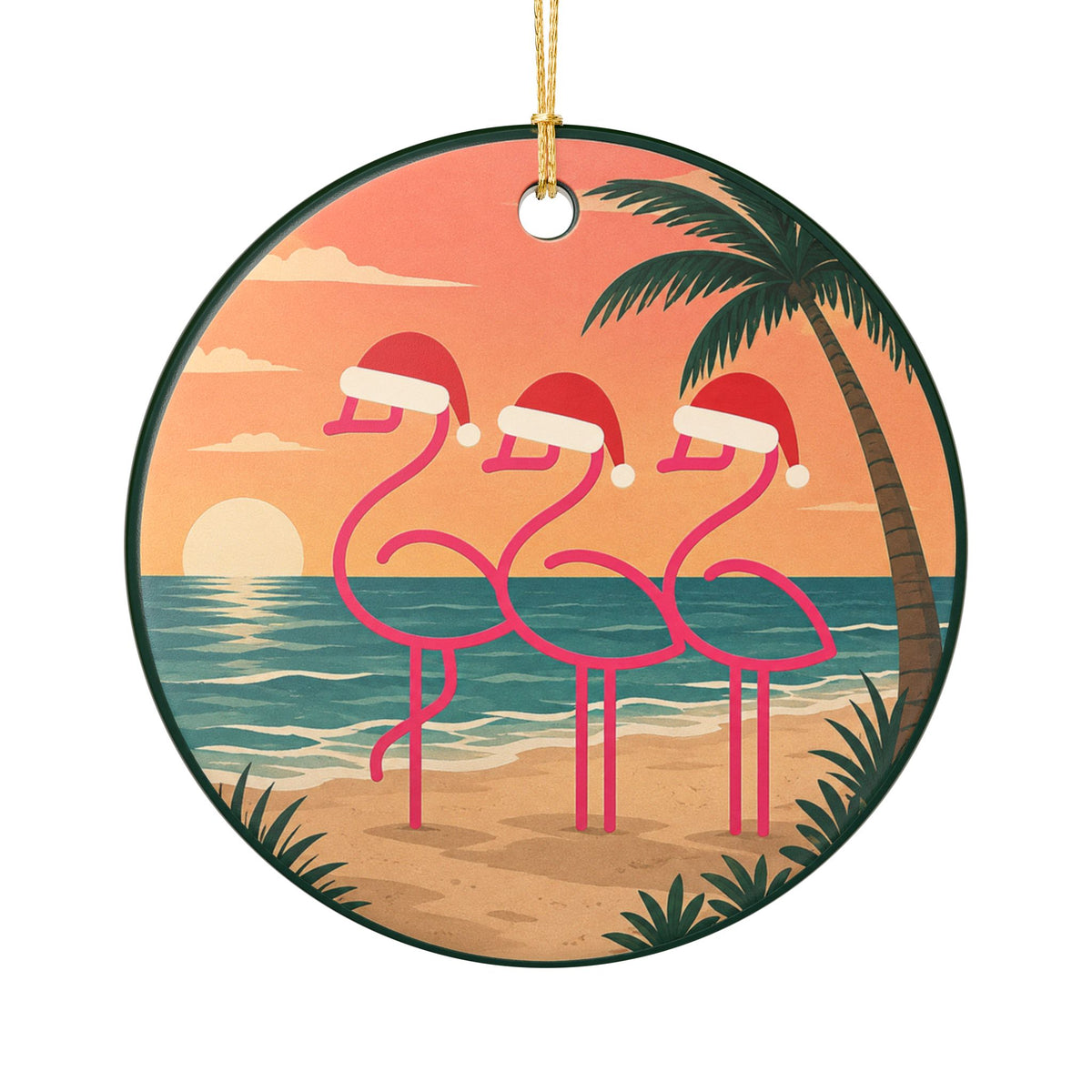 Throuple Christmas Ornament | Flamingo Trio Holiday Ornament | Tropical Christmas Decor | LGBTQ+ Polyamory Gift