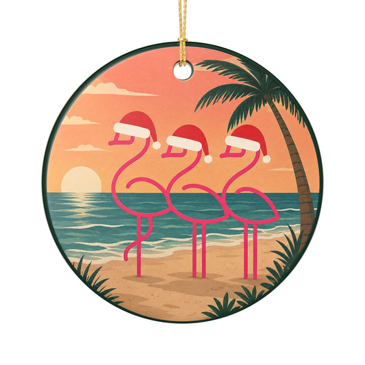 Throuple Christmas Ornament | Flamingo Trio Holiday Ornament | Tropical Christmas Decor | LGBTQ+ Polyamory Gift