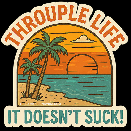 Throuple Life Sticker – Retro Beach Sunset Vinyl Decal